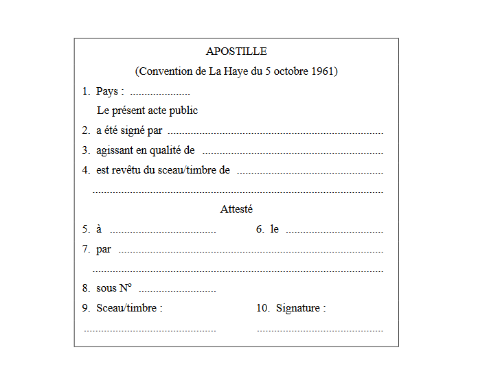 Modèle d'apostille